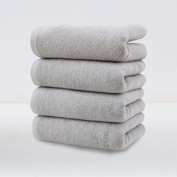 4 Pce Cotton Hand Towel Set Ultra Soft Absorbent Quick Dry Light Grey