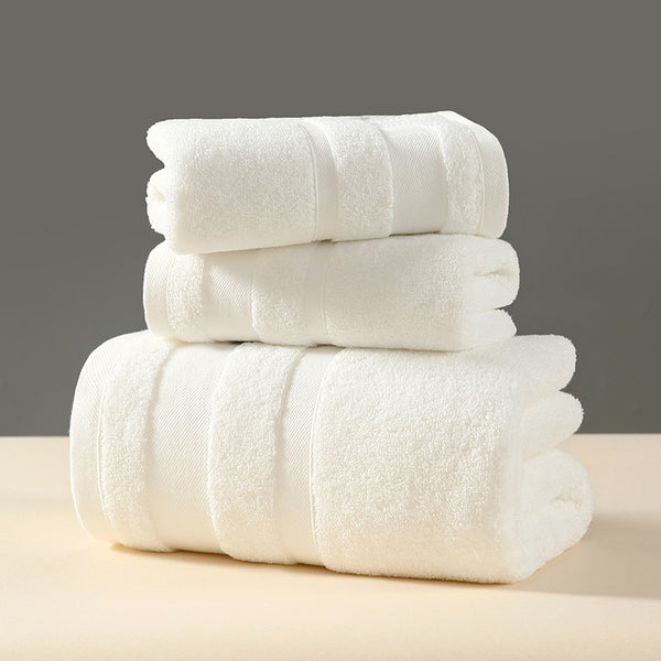 3 Pce Cotton Bath Hand Face Towel Set Ultra Soft Absorbent Quick Dry White