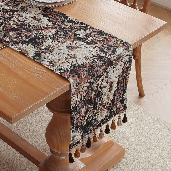Vintage Retro Jacquard Embroidered Table Runner Tablerunner 30cm x 180cm Floral