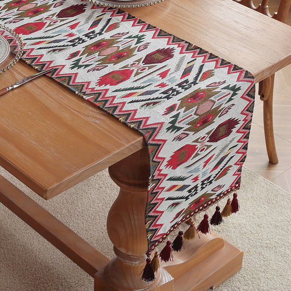 American Western Style Jacquard Table Runner Tablerunner Tassels 30cm x 180cm