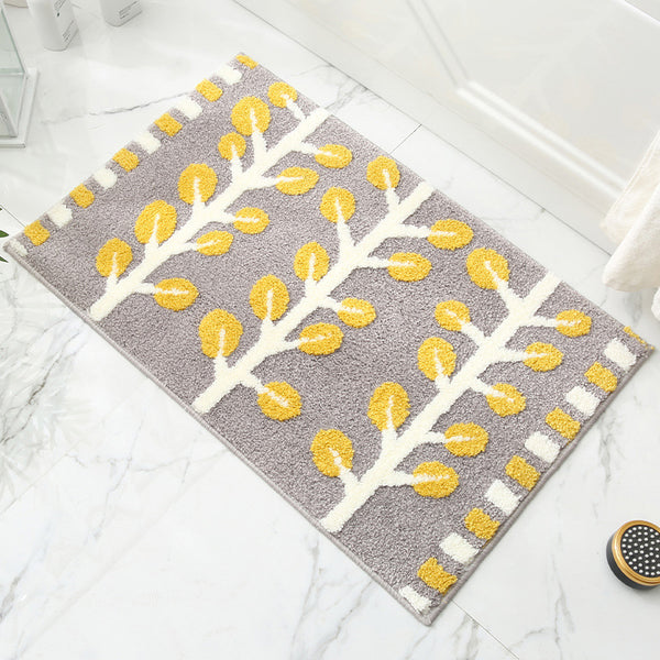 Autumn Leaves Jacquard Bath Bathroom Mat Rug Non Slip 40 x 60cm Gold