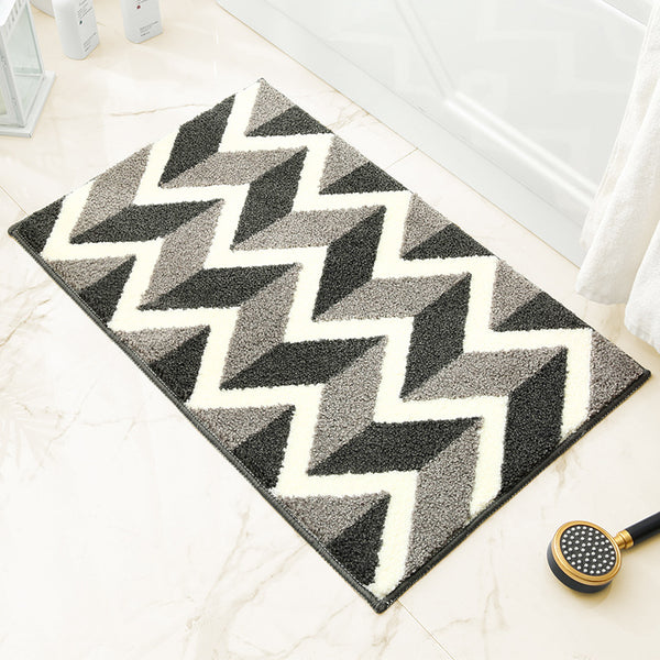 Polyester Jacquard Bathroom Bath Kitchen Non Slip Mat Rug 40 x 60cm Grey