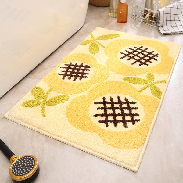 Sunflowers Jacquard Bath Shower Bathroom Mat Rug Non Slip 40 x 60cm Yellow