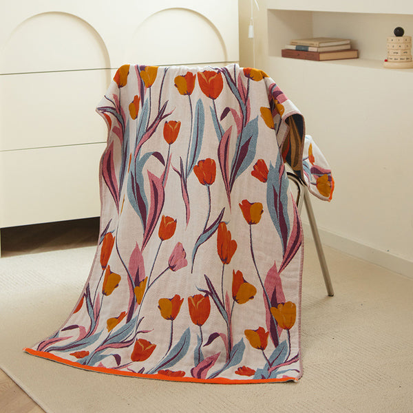 Cotton Gauze Bath Towel Highly Absorbent Multicolour Floral