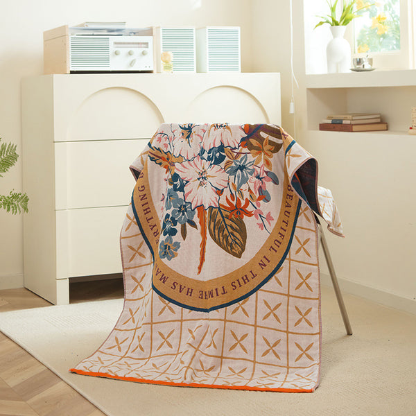 Cotton Gauze Bath Towel Highly Absorbent Multicolour Floral