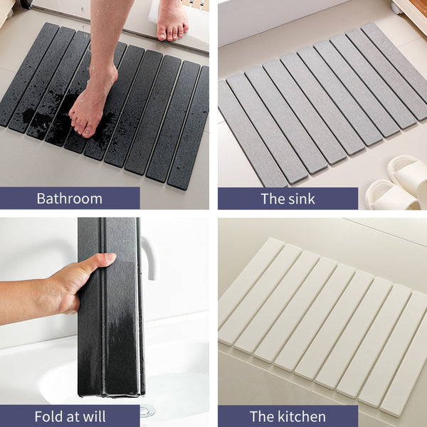 Foldable Diatomaceous Bath Mat Quick Dry Non Slip Odour Free 60 x 39cm Dark Grey