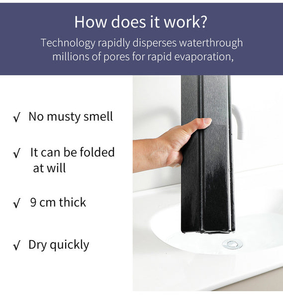 Foldable Diatomaceous Bath Mat Quick Dry Non Slip Odour Free 60 x 39cm Dark Grey