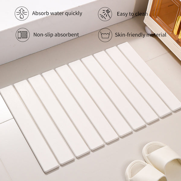 Foldable Diatomaceous Bath Mat Quick Dry Non Slip Odour Free 60 x 39cm Grey