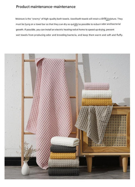 3 Pce Cotton Waffle Honeycomb Bath Hand Facecloth Flannel Towel Set Dark Brown