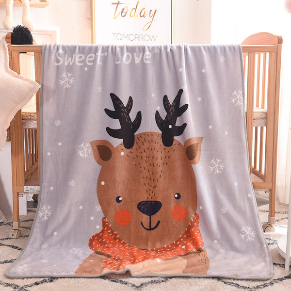 Kids Nursery Plush Fleece Blanket Throw Rug Cartoon Animal 100 x 140cm Deer
