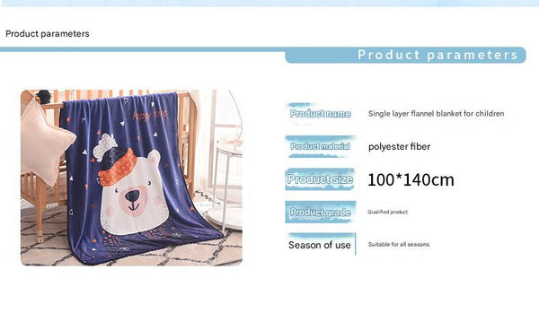 Kids Nursery Plush Fleece Blanket Throw Rug Cartoon Animal 100 x 140cm Rabbit