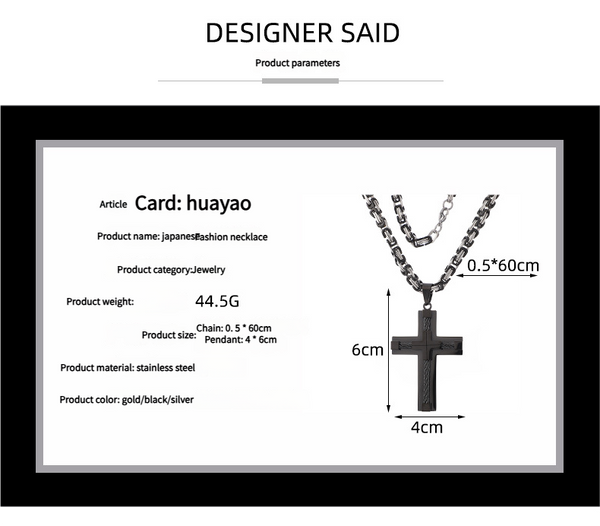 Men's Stainless Steel Layered Cross Pendant Byzantine Chain Necklace Gold Plate