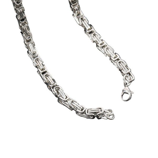 Men's Stainless Steel Layered Cross Pendant Byzantine Chain Necklace Silver