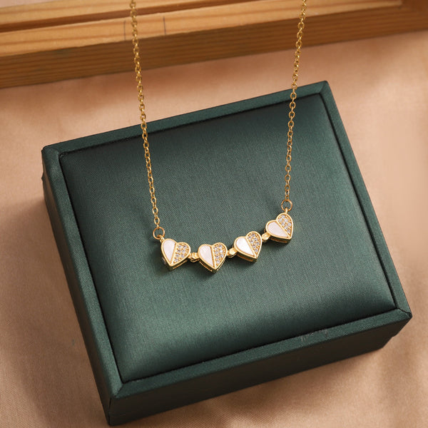 Sterling Silver Magnetic Convertible Clover Hearts Pendant Necklace Gold Plated