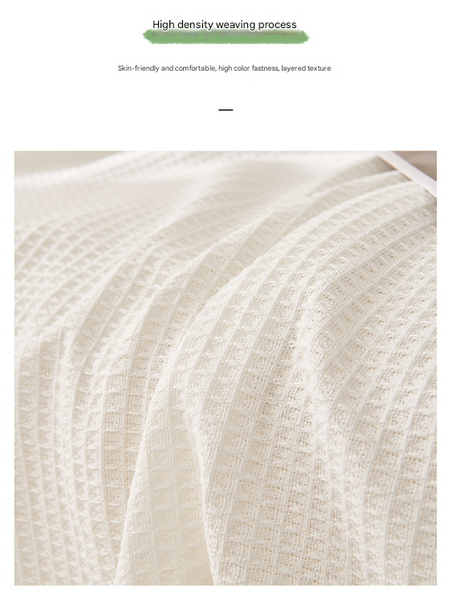 Cotton Blend Waffle Weave Blanket Throw Sofa Cover 180 x 340cm Black White