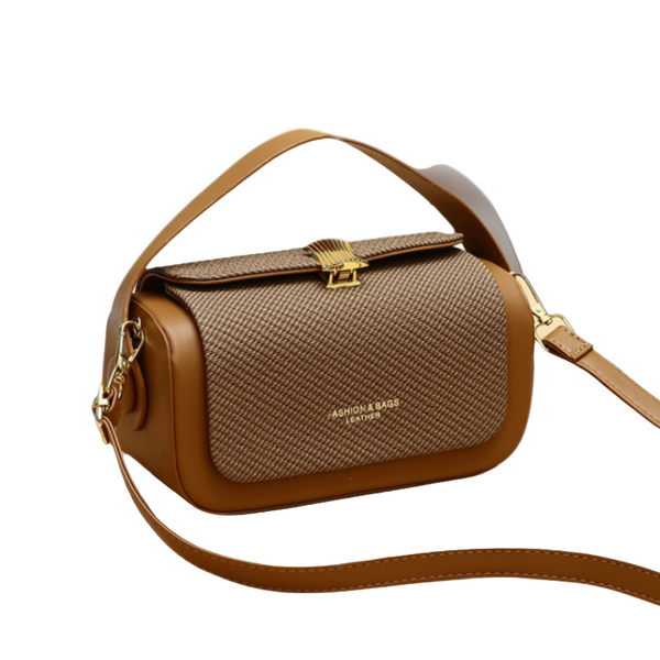 Faux PU Leather Top Handle Crossbody Shoulder Bag Handbag Brown