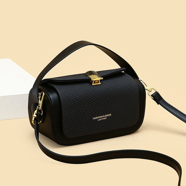 Faux PU Leather Top Handle Crossbody Shoulder Bag Handbag Black