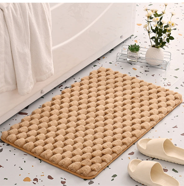 Cobblestone Memory Foam Bath Mat Absorbent Non Slip Camel 50 x 80cm