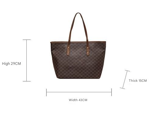 Faux PULeather Monogram Print Tote Shoulder Bag Black