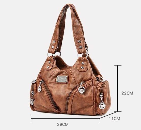 Faux PU Leather Hobo Crossbody Shoulder Bag Multi Pocket Wine Red