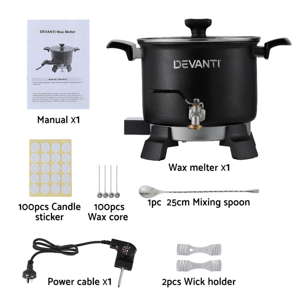 Devanti Candle Wax Melter Melting Pot Heater Quick Pour Spout 5L 1200W