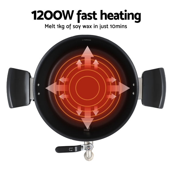 Devanti Candle Wax Melter Melting Pot Heater Quick Pour Spout 5L 1200W