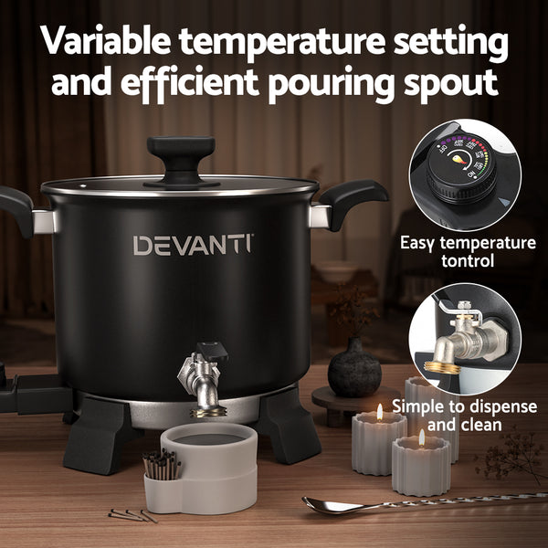 Devanti Candle Wax Melter Melting Pot Heater Quick Pour Spout 5L 1200W