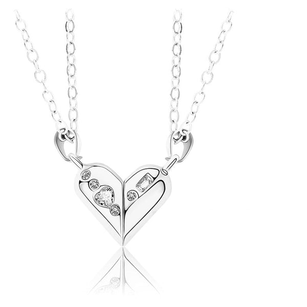 Magnetic Rotating Couples Necklace Pendant Heart Valentines Silver Gold Black