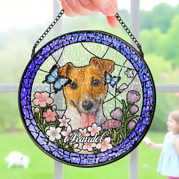 Custom Pet Portrait Stained Glass Suncatcher Personalised Pet Keepsake Memorial
