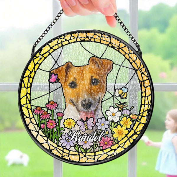 Custom Pet Portrait Stained Glass Suncatcher Personalised Pet Keepsake Memorial