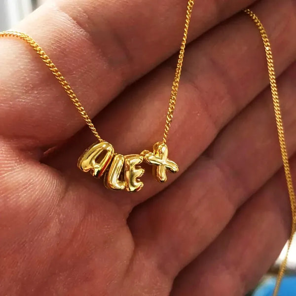 Custom Name 3D Bubble Balloon Letters Necklace Fantastic Gift