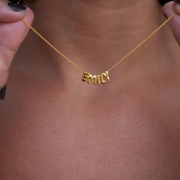 Custom Name 3D Bubble Balloon Letters Necklace Fantastic Gift