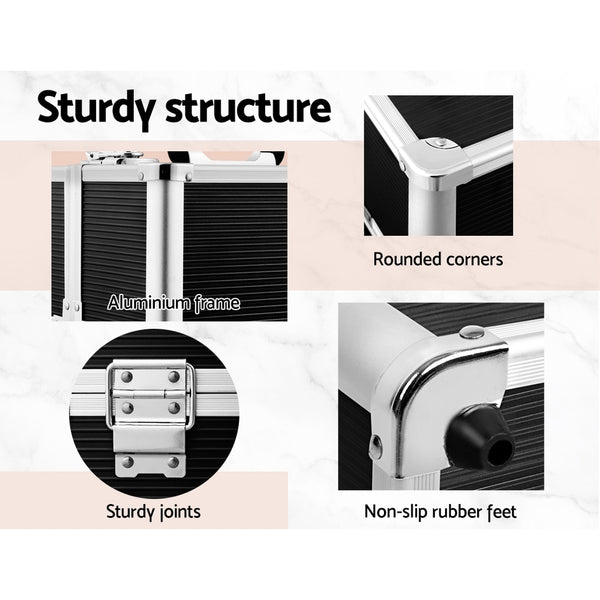 Embellir Portable Cosmetic Beauty Makeup Case Black