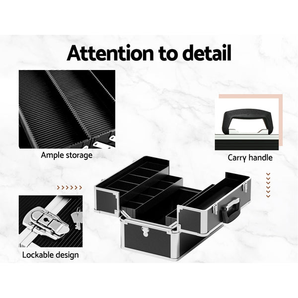 Embellir Portable Cosmetic Beauty Makeup Case Black