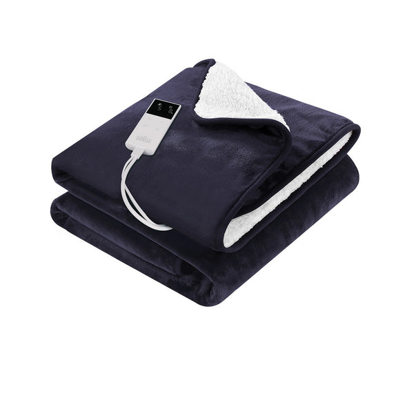 Giselle Electric Heated Throw Rug Blanket Timer 10 Settings Fleece Charcoal