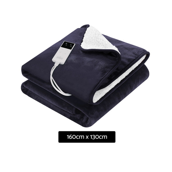 Giselle Electric Heated Throw Rug Blanket Timer 10 Settings Fleece Charcoal