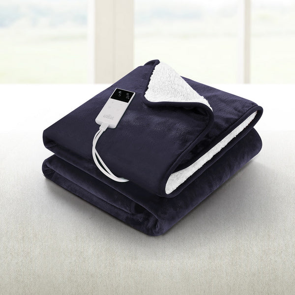 Giselle Electric Heated Throw Rug Blanket Timer 10 Settings Fleece Charcoal