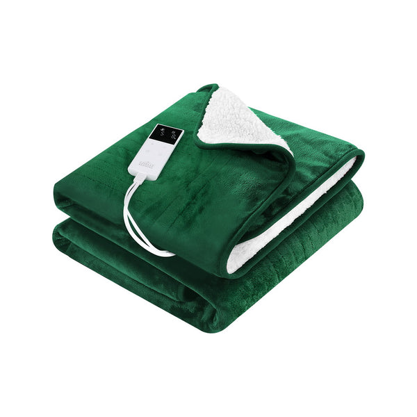 Giselle Electric Heated Throw Rug Blanket Timer 10 Settings Fleece Green