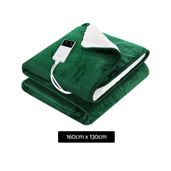 Giselle Electric Heated Throw Rug Blanket Timer 10 Settings Fleece Green