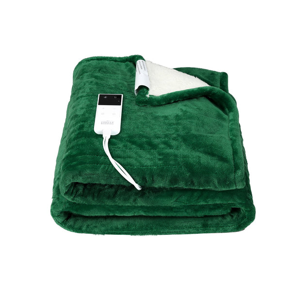 Giselle Electric Heated Throw Rug Blanket Timer 10 Settings Fleece Green