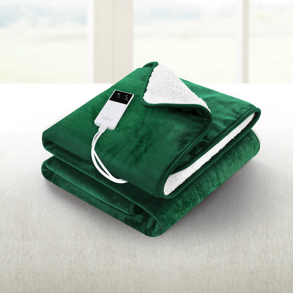 Giselle Electric Heated Throw Rug Blanket Timer 10 Settings Fleece Green