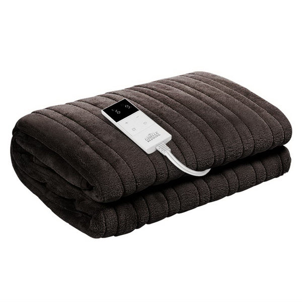 Giselle Bedding Heated Electric Throw Rug Fleece Snuggle Blanket Chocolate Brown