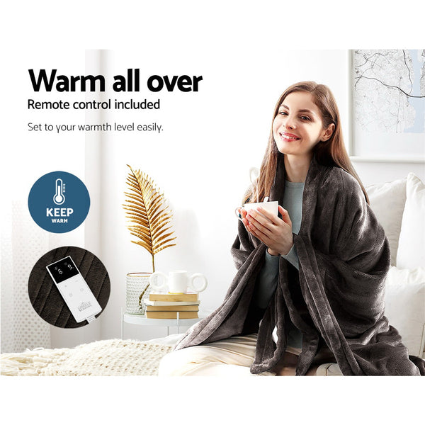 Giselle Bedding Heated Electric Throw Rug Fleece Snuggle Blanket Chocolate Brown