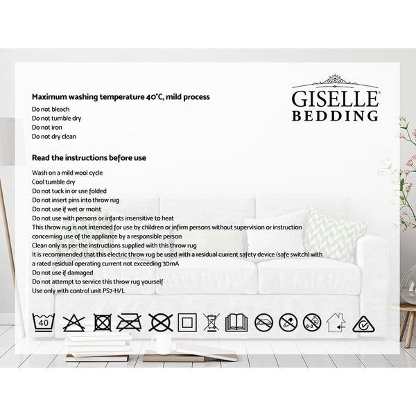 Giselle Bedding Heated Electric Throw Rug Fleece Snuggle Blanket Chocolate Brown