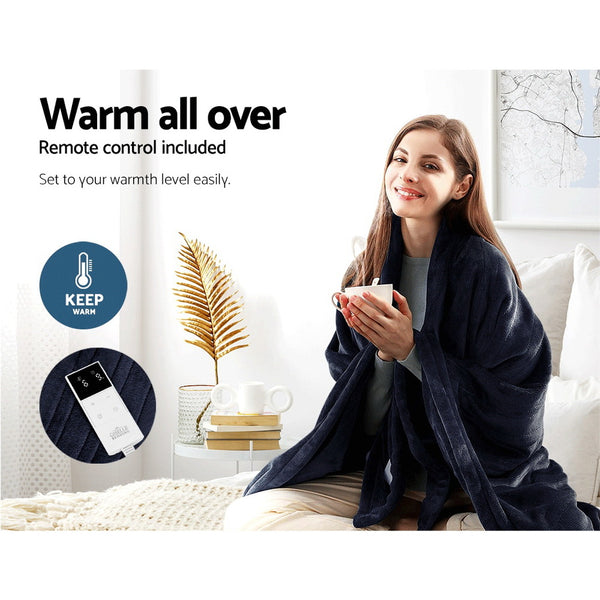 Giselle Bedding Heated Electric Throw Rug Fleece Snuggle Blanket Charcoal