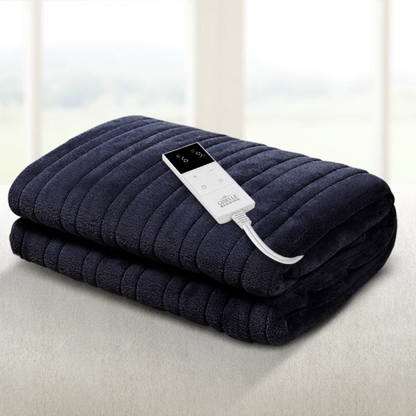Giselle Bedding Heated Electric Throw Rug Fleece Snuggle Blanket Charcoal