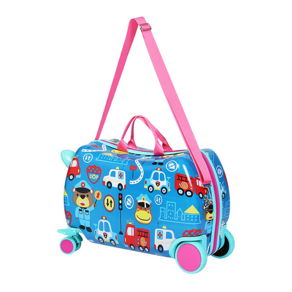 Wanderlite 17" Kids Ride On Luggage Suitcase Travel Wheels Car Police Ambulance
