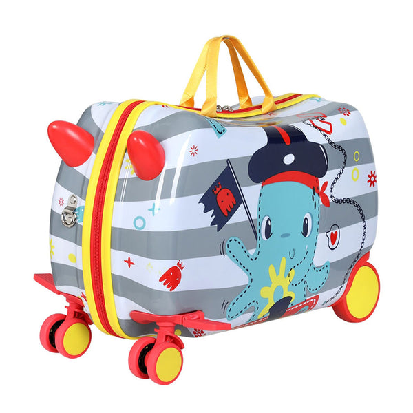 Wanderlite 17" Kids Ride On Luggage Suitcase Travel Wheels Octopus Pirate