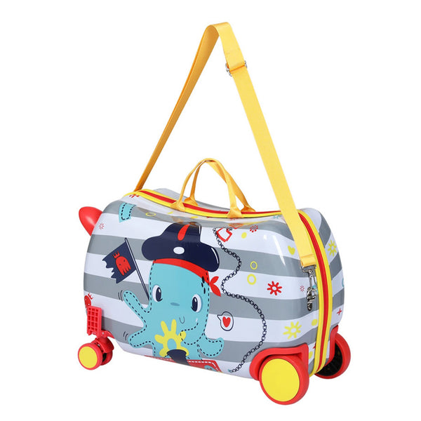 Wanderlite 17" Kids Ride On Luggage Suitcase Travel Wheels Octopus Pirate
