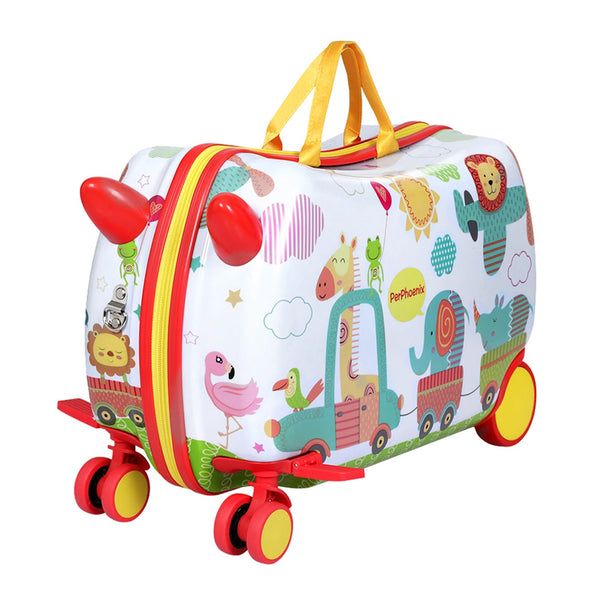 Wanderlite 17" Kids Ride On Luggage Suitcase Travel Wheels Zoo Animals